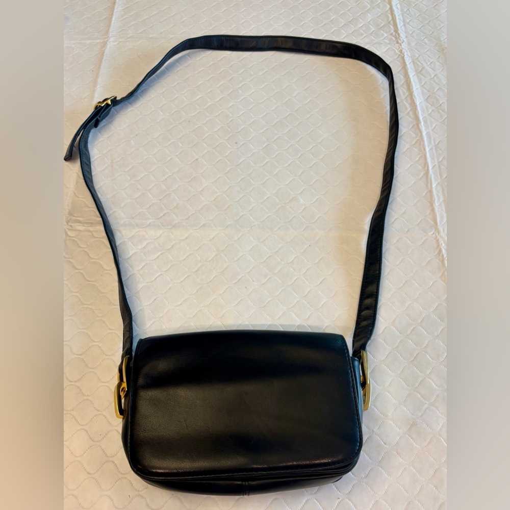 Black Vegan Leather Crossbody Bag | Small Minimalist Purse | 8" Wide
